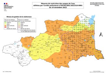 Carte sécheresse novembre 2022 Pyrénées Orientales