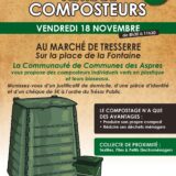 Affiche vente de composteurs sur la Marché de Tresserre le 9 novembre 2022