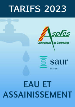 Tarifs eau et assainissement SAUR, Communauté de Communes des Aspres 2023