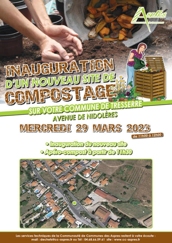 Inauguration de site de compostage partagé à Tresserre le mercredi 29 mars 2023 de 11h à 12h