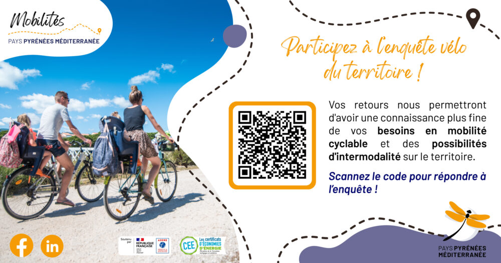 Flyer enquête vélo Pays Pyrénées Méditerranée