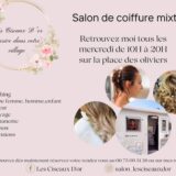 Les ciseaux d'or salon de coiffure ambulant. À Tresserre sur la Place des Oliviers