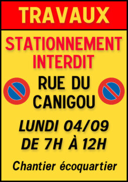 Tresserre : stationnement interdit dans la rue du Canigou le lundi 04 septembre 2023 de 7h à 12h (chantier écoquartier)
