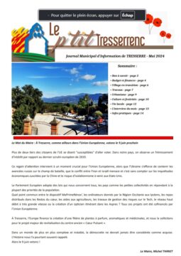La une du P'tit Tresserrenc de mai 2024. Le bulletin municipal de la Commune de Tresserre