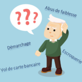 Un senior se pose des questions par rapport aux risques de la vie quotidienne : abus de faiblesse, démarchage, vol de carte bancaire, escroquerie.