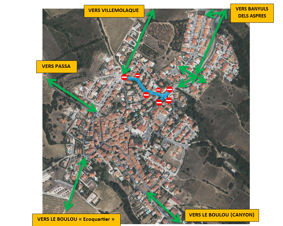 Plan de circulation à Tresserre pendant travaux.