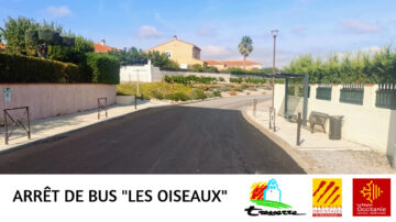Le point d'arrêt scolaire "Les Oiseaux" sur l'Avenue de Perpignan à Tresserre