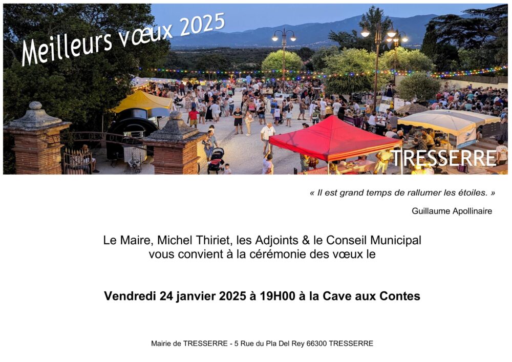 Invitation à la cérémonie des vœux du maire de Tresserre 2025