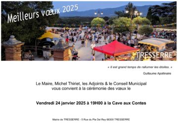 Invitation à la cérémonie des vœux du maire de Tresserre 2025