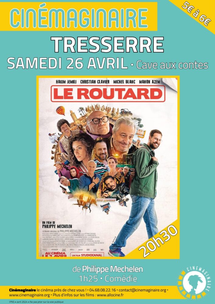 Affiche cinémaginaire à Tresserre : samedi 26 avril à 20h30 Le Routard