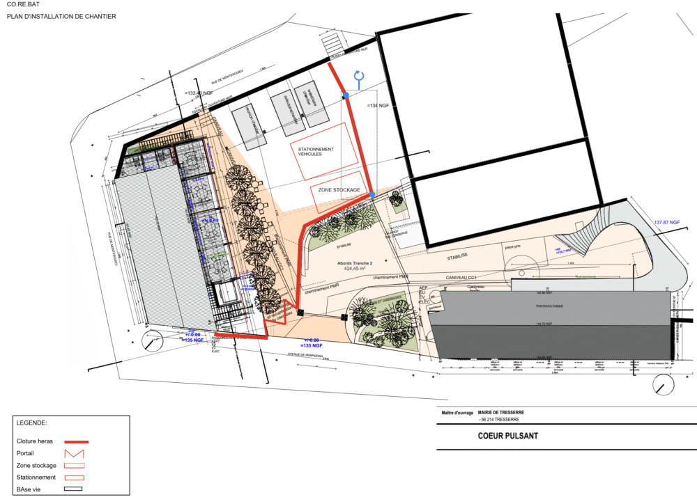 Plan d'accès du chantier "Coeur pulsant" à Tressere.