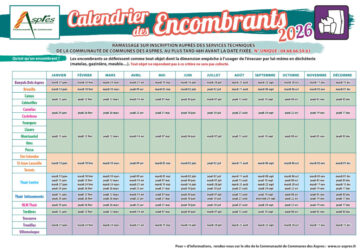 Calendrier de ramassage des encombrants (Aspres, Tresserre...) 2026