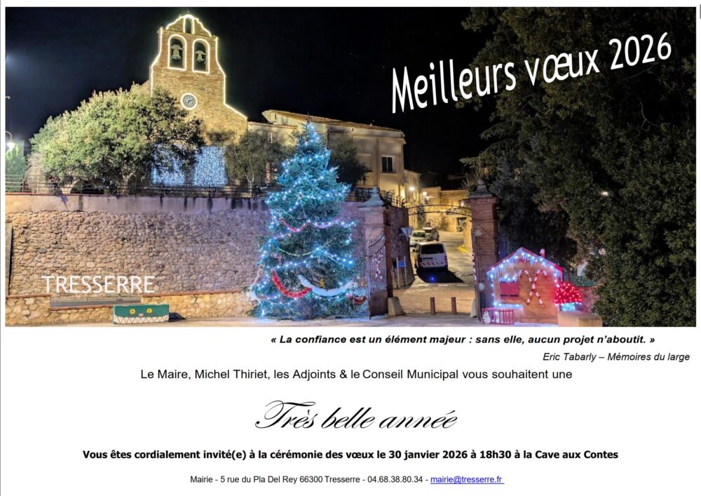 Meilleurs vouex 2026. Le Maire, Michel Thiriet, les Adjoints & le Conseil Municipal vous convient à la cérémonie des vœux le VENDREDI 24 JANVIER 2025 à 19H00 à la Cave aux Contes