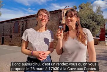 Laura et Nelly devant le futur Tiers-lieu à Tresserre (ancien atelier technique qui sera rénové et réhabilité dans le cadre du projet Coeur Pulsant tranche 2)